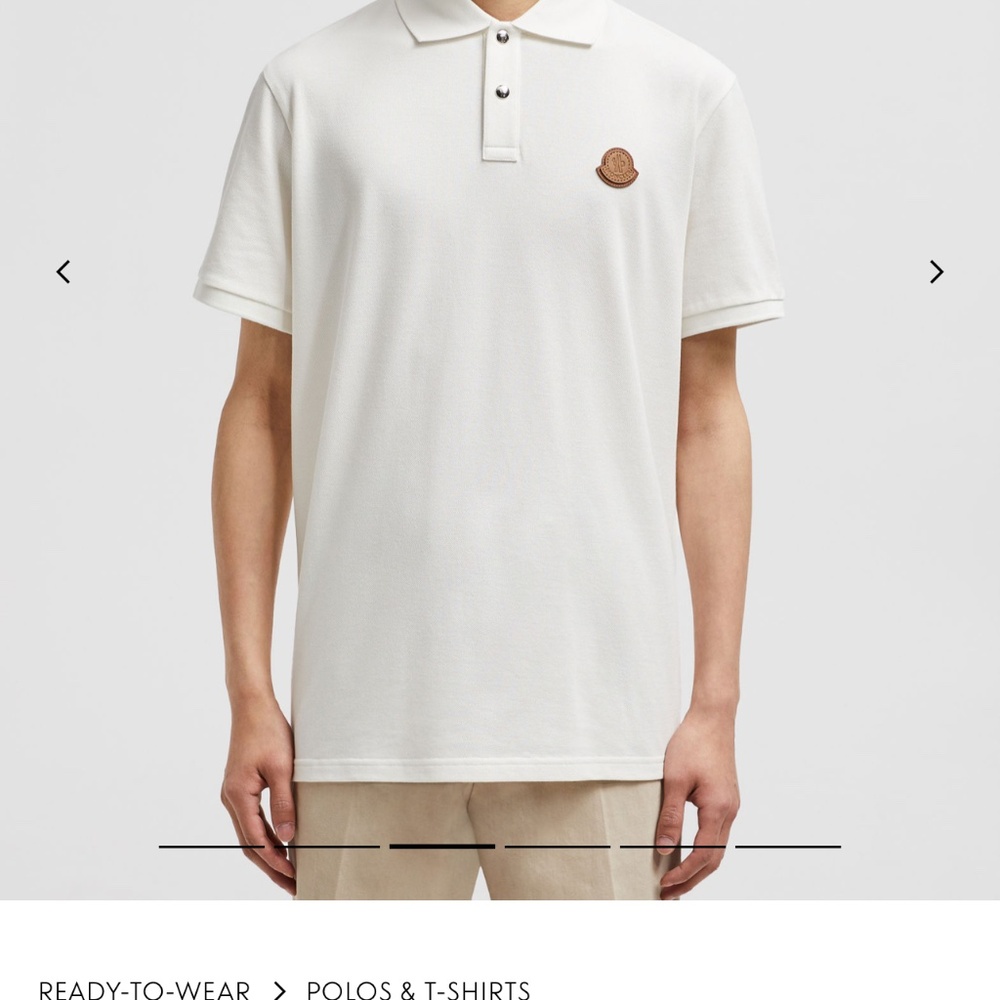 Moncler Logo Patch Polo Shirt (Color: Off White, Size: XL)